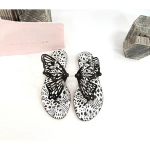 Sophia Webster Talulah Butterfly Black Leather Flat Sandals Size 38.5 NIB - Picture 1 of 7