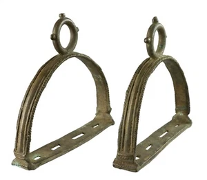 Paire anciens Etriers équestre Rajasthan - Bronze - Inde - 416 - Picture 1 of 13