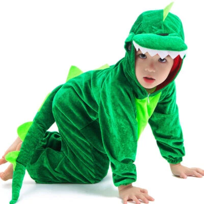 Kids Child Animal Dinosaur Kugurumi Costume Fancy Dress Boys Girls Green - Image 1 of 3