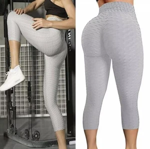 Women Tik Tok Leggings High Waist Tummy Control Butt Lifting Yoga Pants Workout - Picture 1 of 10