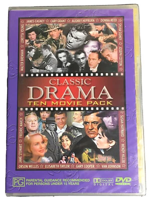 Classic Drama Ten 10 Movie Pack DVD Hepburn Grant Cagney | R0 | Brand New Sealed - Image 1 of 2