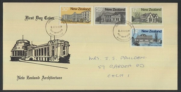 NEW ZEALAND STIRLING FDC 1980 ARCHITECTURE SET 4 (ID:50/D2683) - Image 1 of 1