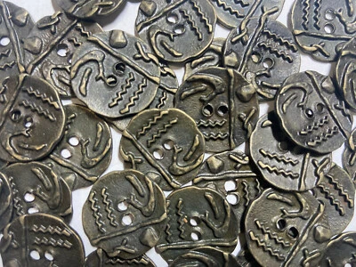 Cast Metal Egyptian/Hyroglific Art Button Antique Brass Finish 13mm 15mm 23mm  - Image 1 of 3
