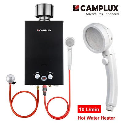 10L Camping Shower Instant Water Butane Gas Water Heater LPG Propane Tankless - Image 1 of 4