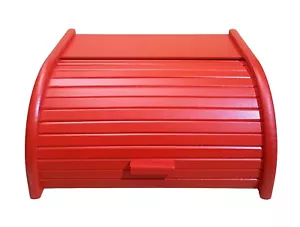 Wooden Bread Bin Box Storage Roll Wood - Size Large - Colour Red - Picture 1 of 11