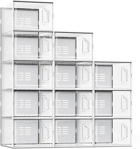 Xx-Large Shoe Storage Box Fit Size 13, Clear Plastic Stackable Shoe Organizer fo - Picture 1 of 12