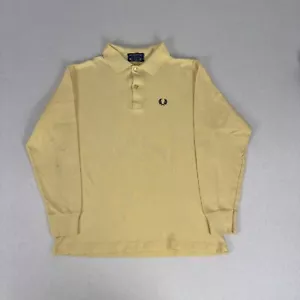 Vintage FRED PERRY Polo Shirt Mens Size 40” M Yellow Cotton Long Sleeve England - Picture 1 of 8