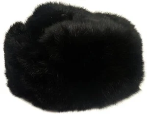 Sombrero Unisex Adulto Hombre Mujer Invierno Piel de Conejo Forrado Color Negro - Imagen 1 de 5
