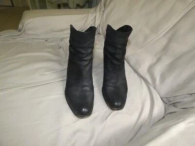 SARTORE Botines Negro Cuero Envejecido Talla 38.5 Botas Tacón Alto Foto 1 de 4