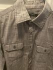 NWT Alfani Mens Size M Casual Shirt Gray Check Chest Pocket 100% Cotton Buttons