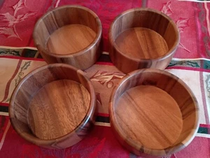 PRICE CUT Lipper Acacia Set of 4 Wood Bowls, 6 x 2.5 Straight Side, excel. cond. - Picture 1 of 4