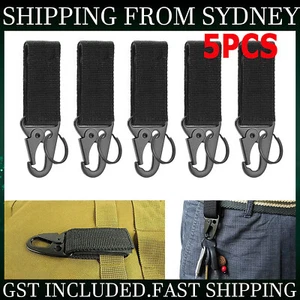 5PCS Tactical Molle Key Hook Hanging Belt Buckle Clip Carabiner + Keyring New AU - Picture 1 of 11