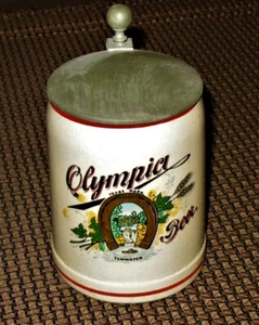 OLYMPIA BEER LIDDED BEER STEIN - Picture 1 of 10