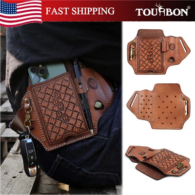 TOURBON Cuero Teléfono Celular Cinturón Funda Herramientas Transporte Teléfono Inteligente Estuche Regalo EE. UU. Foto 1 de 4