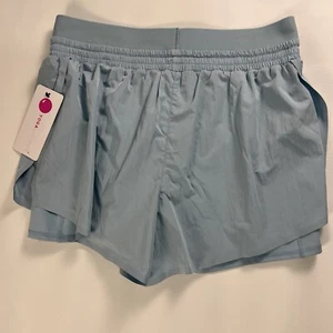 Yogalicious Shorts Womens Blue Haven 2 in 1 Running Short Biker Active Basic NWT - Picture 1 of 7