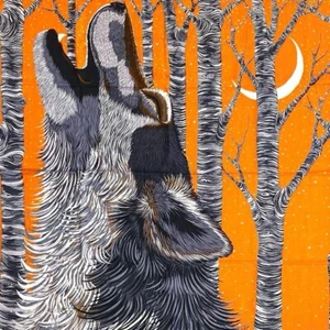 HERMES Carre H 100 Cashmere Silk Scarf Shawl Awooooo Orange Rare Near Mint - Picture 1 of 9