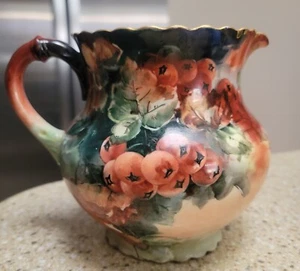 VTG Hand Painted Pitcher with Berries Austria Gorgeous Fall Colors - Picture 1 of 10