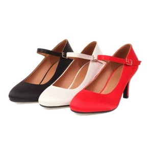 2022 Women's Ankle Strap Pumps Faux Suede Stiletto High Heels Shoes Round Toe OL - Picture 1 of 12