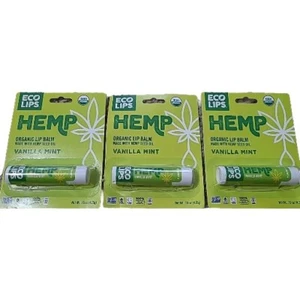 3 Eco Lips Hemp ORGANIC Lip Balm- VANILLA MINT - Picture 1 of 1