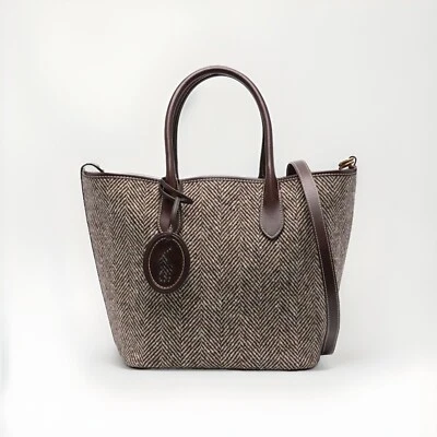 Polo Ralph Lauren Women's Brown Bellport Herringbone-pattern Tote Bag NWT - Image 1 of 4