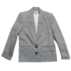 Blazer/giacca vintage anni 80 a quadri taglia S 8-10 pura lana nuovo cappotto a scacchi elegante - Foto 1 di 4