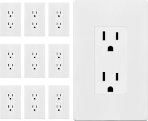 Decorator 15 Amp 125-Volt Self Grounding Duplex Outlet w/ Wall Plates (Qty 30) - Picture 1 of 3