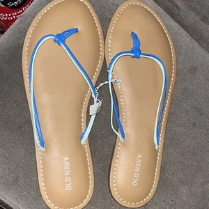 Old Navy Sandals Capri Casual Comfort Slip On Thong Faux Leather Brown  Sz 8 - Picture 1 of 6