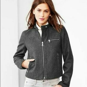 NWT! GAP Wool Biker Jacket Charcoal Gray Women’s Size Small - Picture 1 of 7