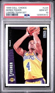 1996-97 U.D Collector's Choice Derek Fisher Team Set RC #LA4 PSA 10 Gem Mint - Picture 1 of 2