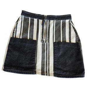 Urban Outfitters BDG Rubin gestreift Reißverschluss vorne Minirock Demin Damen X-Small - Bild 1 von 8