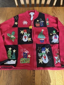 Vintage Tiara International Christmas Collection Pullover Strickjacke mit Reißverschluss Gr. XL - Bild 1 von 12