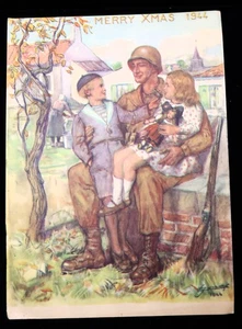 Vtg WW2 ALLIES France 1944 Christmas Card History Patriotic NOS Rare - Picture 1 of 13