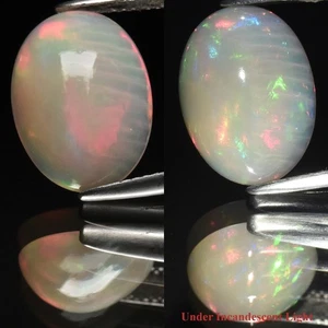 ✨ 4.49ct Oval Cabochon Natural White Opal- Rainbow Flash, Stunning Ethiopia Gem - Picture 1 of 6