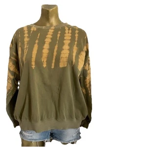 Olive Green and Yellow TIE DYE Slouchy SWEATSHIRT Size XL Extra-Large - Picture 1 of 10