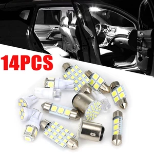 14pcs Car LED Bulbs Interior Light Kit 6000K White Map Dome License Plate Lights - Foto 1 di 20