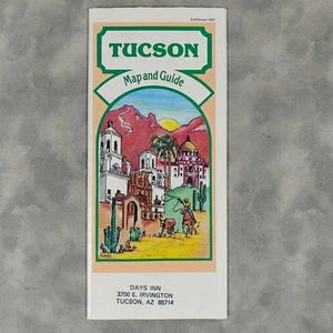 1986 Tucson AZ Mappa e Guida Days Inn Fold-Out Street Attrazioni Turistiche Vintage - Foto 1 di 4