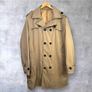 Wulful Men’s Tan Double Breasted Trench Coat XL Neutral Preppy Career Academia - Picture 1 of 10