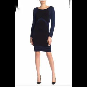 Max Studio Pulloverkleid Kobaltblau-Schwarz Color Block L - Bild 1 von 7