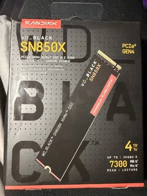 New Western Digital WD_Black SN850X 4TB 2280mm M.2 NVMe Gen 4.0 x 4 SSD NEW - Image 1 of 2
