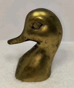 Penco New Bedford Mass. Heavy Solid Brass Duck Head Figurine 5 In Tall - Picture 1 of 8