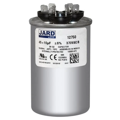 JARD 45+10 uf/MFD 370 VAC volts Round Dual Run Capacitor 50/60 Hz - Lot-1