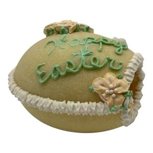 Vintage Easter Spring Egg Sugar Diorama Panoramic Yellow Theme~Roses~5.25” Long - Picture 1 of 10
