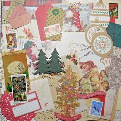 Papel de muestra de Navidad y efímeros para tarjetas de diario basura etiquetas álbum de recortes collage Foto 1 de 4