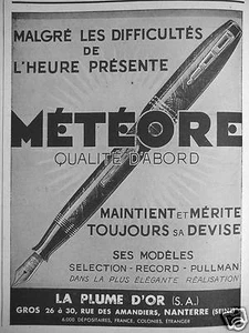 PUBLICITÉ 1941 PORTE PLUME MÉTÉORE MALGRÉ LES DIFFICULTÉS DE L'HEURE PRÉSENTE - Foto 1 di 1