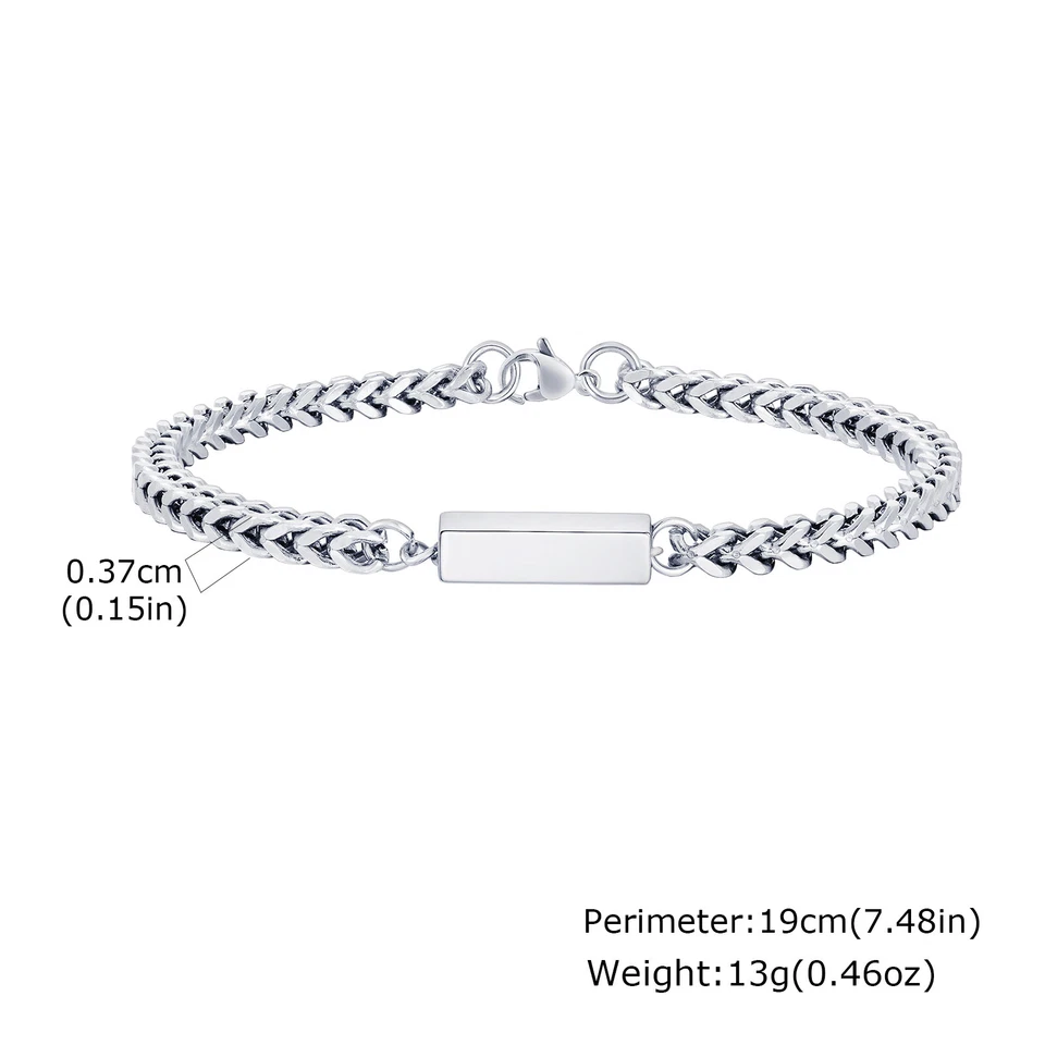 Custom Men's Bracelet Stainless Steel Personalized Name Engraved Father's Day Foto 1 de 4