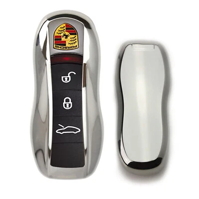 Funda con llavero TPU plateada para Porsche Cayenne Panamera Macan 718 Cayman 911 Foto 1 de 4