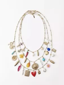 ZARA 3-Pack of Multi-Charm Necklaces Long Gold-Color/Colorful 1856/070 2024 NEW - Picture 1 of 4