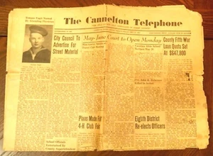 VINTAGE CANNELTON INDIANA NEWSPAPER FROM 1944! - THE CANNELTON TELEPHONE - RARE - Picture 1 of 1