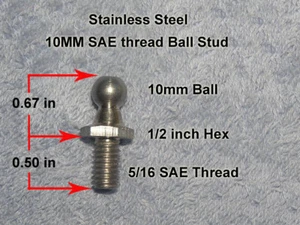 Stainless Steel RV Bus Van Camper Gas Strut Spring Shock SAE 10mm Ball Stud SS  - Picture 1 of 4