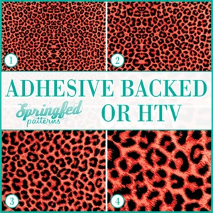 LEOPARD PRINT Spots Pattern #1 Red & Black Adhesive Vinyl or HTV Heat Transfer - Picture 1 of 2